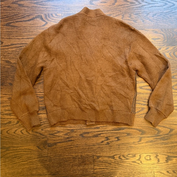 60s Vintage Brown wool blend knit and faux Suede and Knit Men's cardigan Sweater - Picture 7 of 8